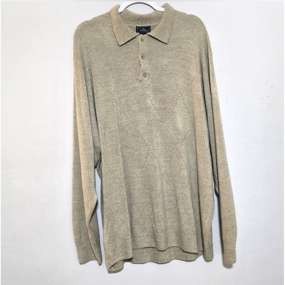 Dockers Men's Tan/Brown‎ Sweater Long Sleeve and Collar Size 3XL - Picture 2 of 4
